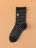 Striped Heart Sock - Black