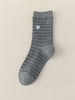 Striped Heart Sock - Grey