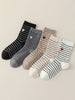 Striped Heart Sock - Grey