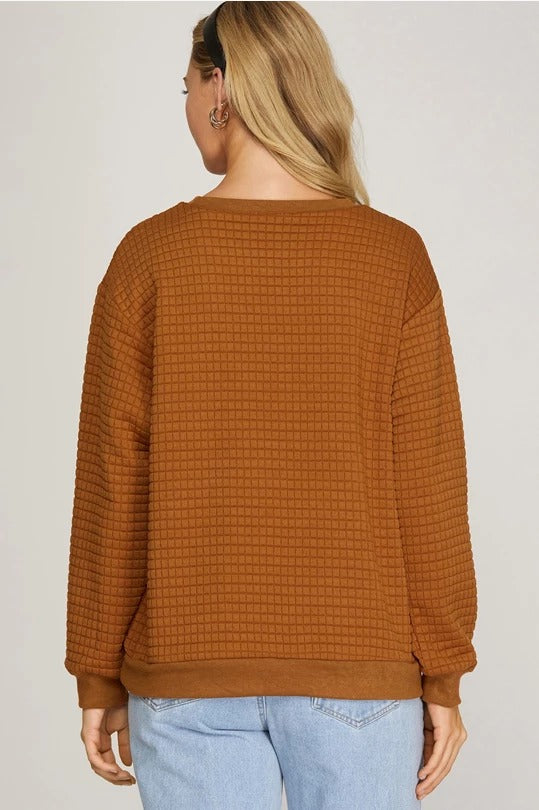 Textured Remix Sweater - Caramel