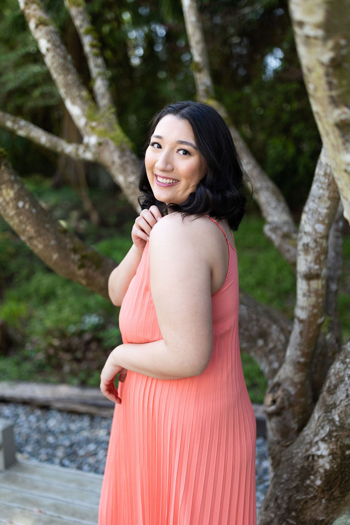 Pleated Maxi Dress - Coral