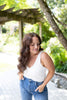 Classic Ribbed VNeck Tank - White