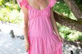 Poplin Tiered Maxi Dress - Pink