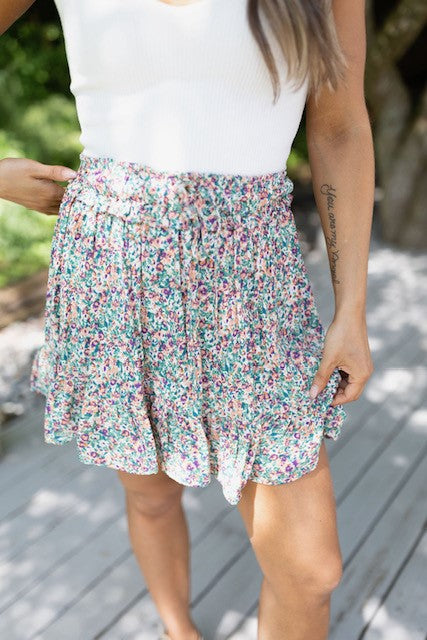 Floral Mini Skirt - Orange