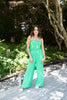 Sleeveless Jumpsuit with Back Tie: Green