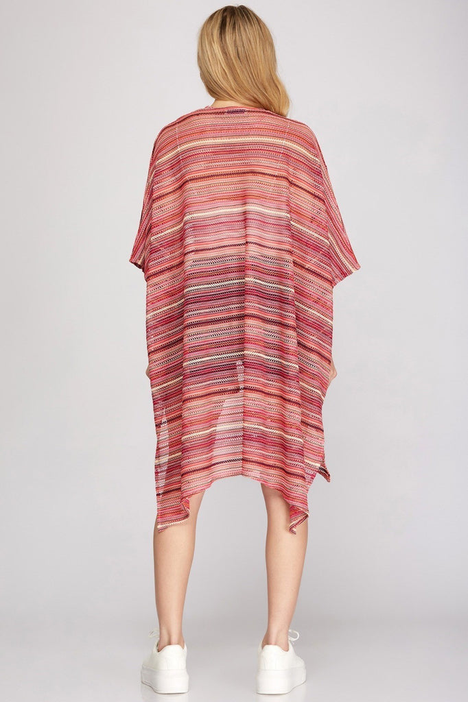 Crochet Knit Cover Up - Fuchsia