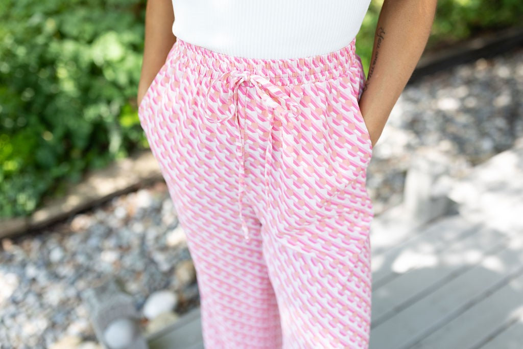 Printed Flowy Pant - Pink