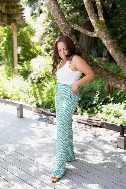 Printed Flowy Pant - Green