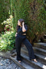 Two Piece Button Up Pant Set - Black