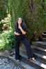 Two Piece Button Up Pant Set - Black