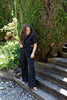 Two Piece Button Up Pant Set - Black