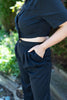 Two Piece Button Up Pant Set - Black