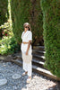 Two Piece Button Up Pant Set - White