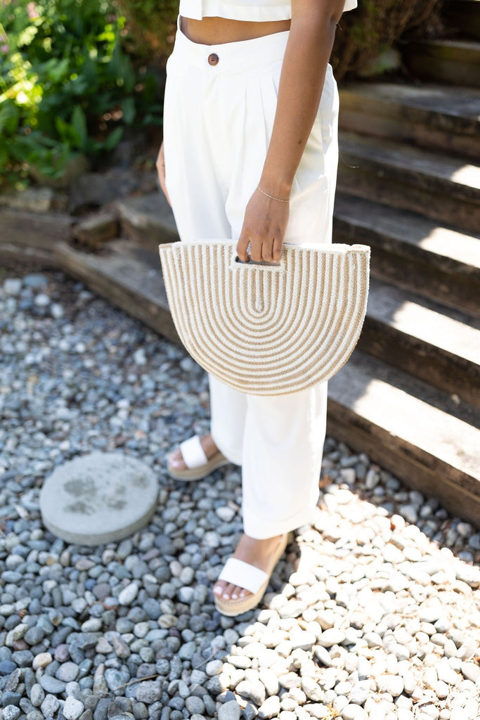 Two Piece Button Up Pant Set - White