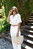 Two Piece Button Up Pant Set - White