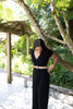 Linen Jumpsuit with Belt - Black