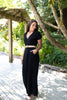 Linen Jumpsuit with Belt - Black
