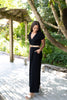 Linen Jumpsuit with Belt - Black