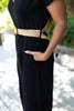 Linen Jumpsuit with Belt - Black