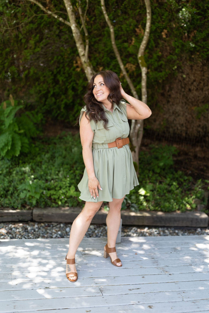 Safari Style Dress - Olive