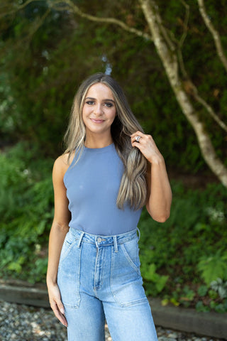 Mockneck Long Sleeve Top - Charcoal