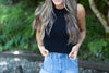 Cropped Tank Sweater - Black