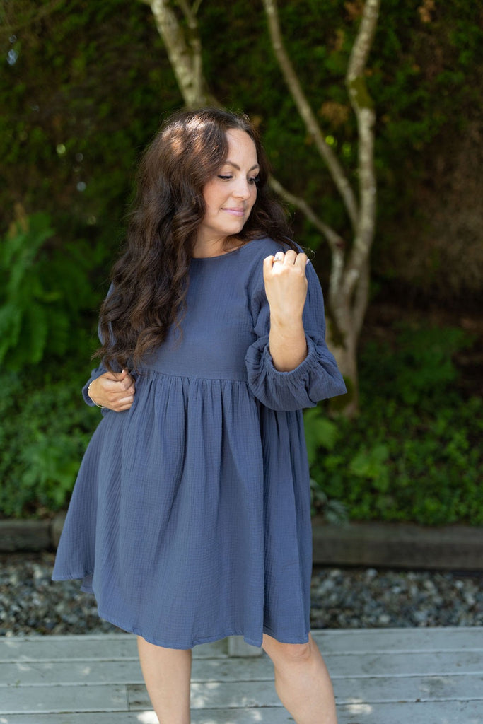 Long Sleeve Babydoll - Navy