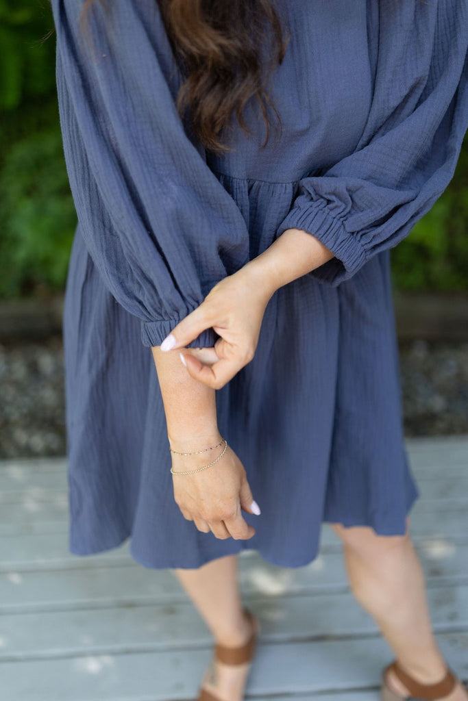 Long Sleeve Babydoll - Navy