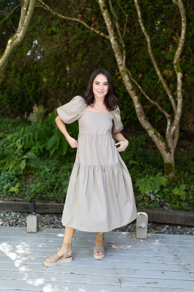 Square Neck Midi Dress - Olive