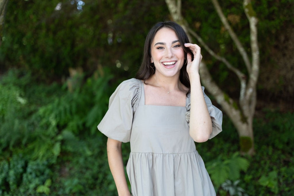Square Neck Midi Dress - Olive