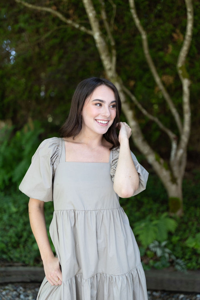 Square Neck Midi Dress - Olive