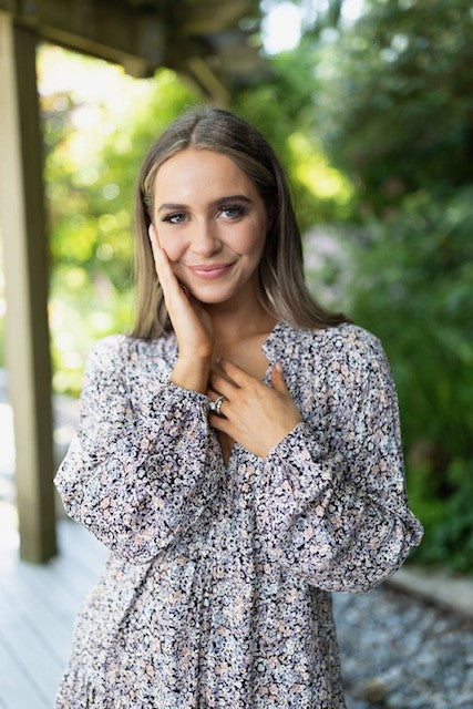 VNeck Floral Dress - Purple
