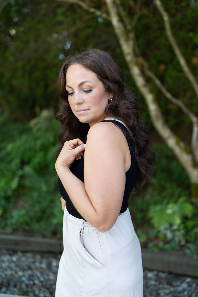 Classic Ribbed VNeck - Black