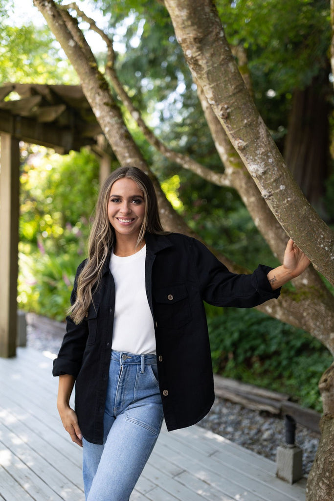 Button Up Denim Shirt/Jacket - Black