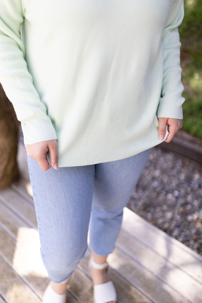 Waffle Knit Sweater - Melon