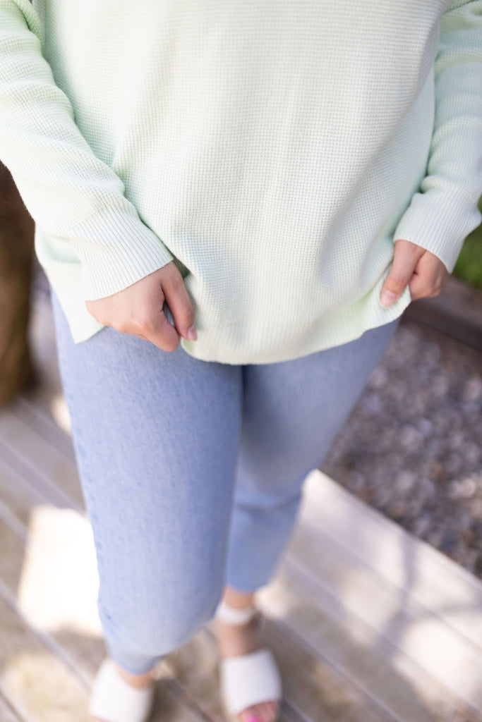 Waffle Knit Sweater - Melon