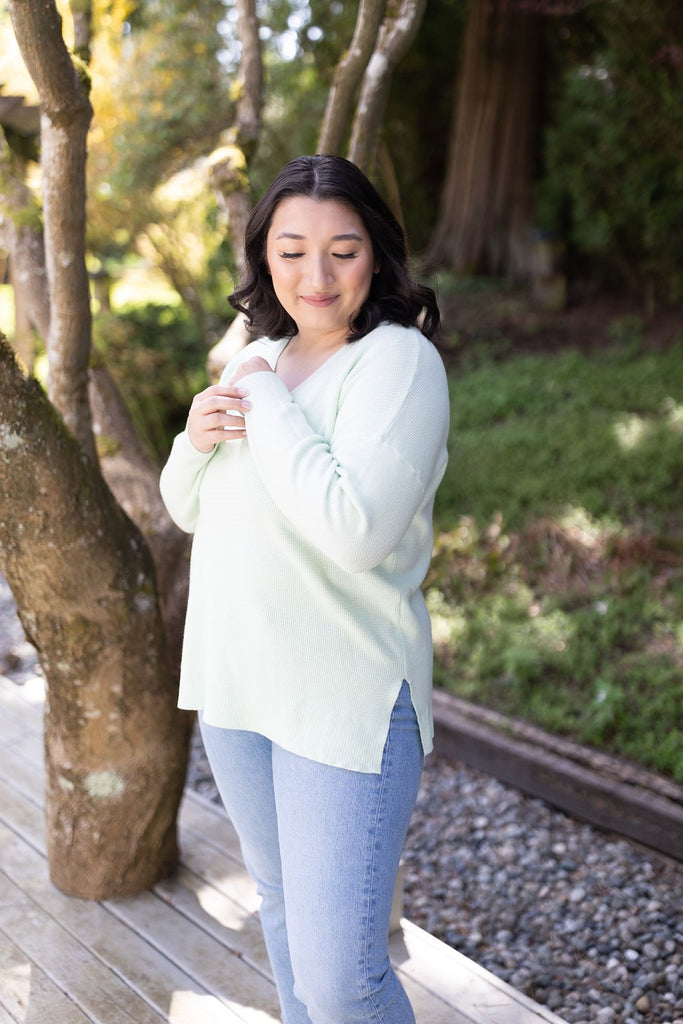 Waffle Knit Sweater - Melon