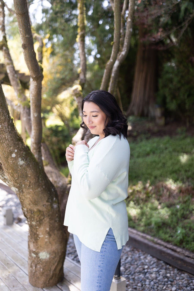 Waffle Knit Sweater - Melon