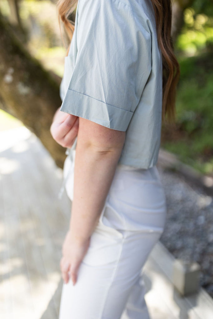 Cropped Cotton Shirt - Sage