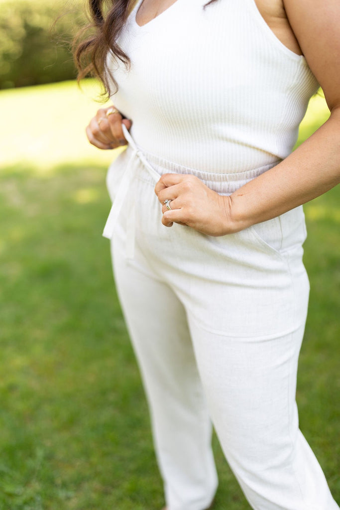 Drawstring Linen Pant - Oat