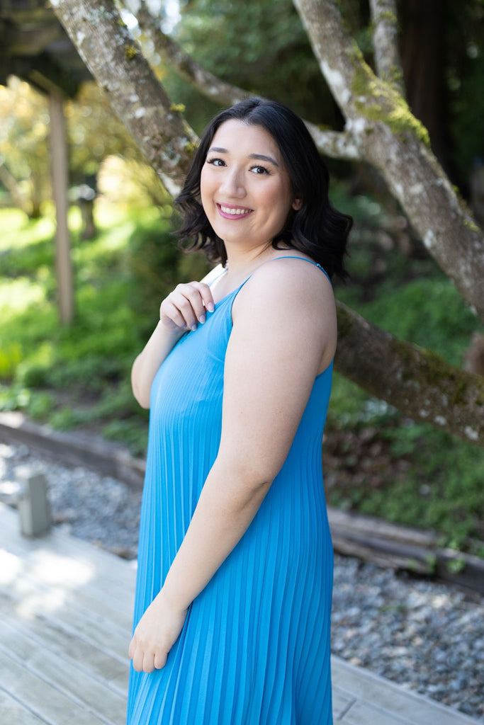 Pleated Maxi Dress - Blue