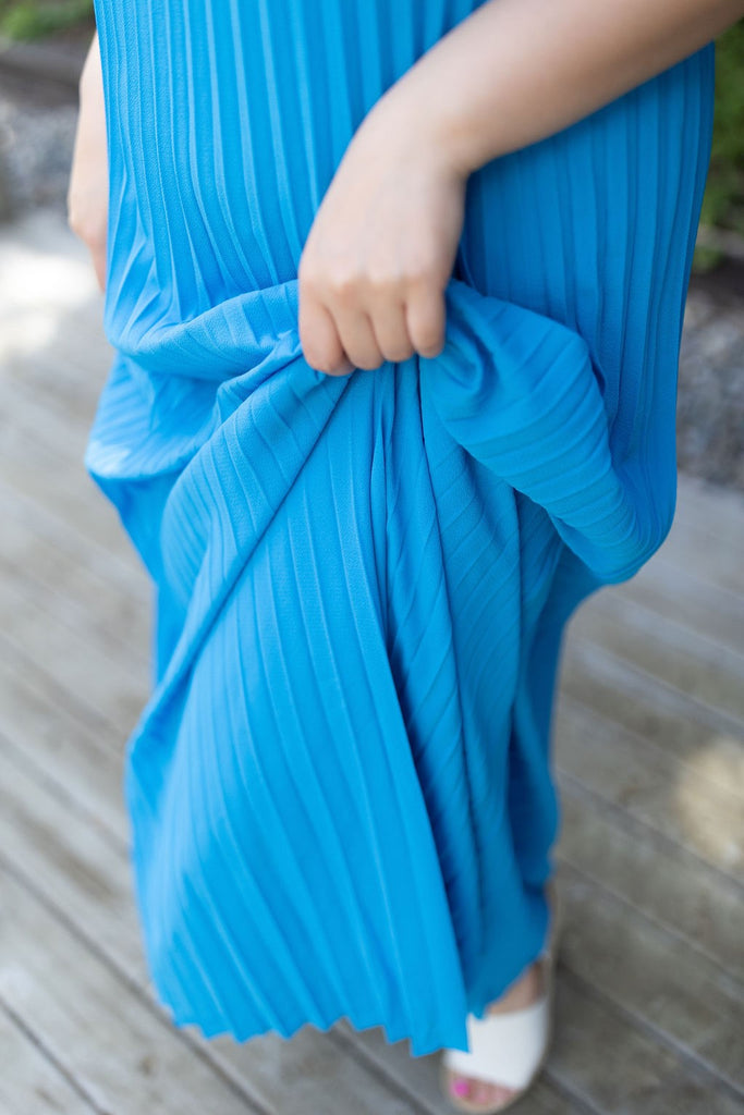 Pleated Maxi Dress - Blue