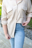 Linen Button Up - Khaki