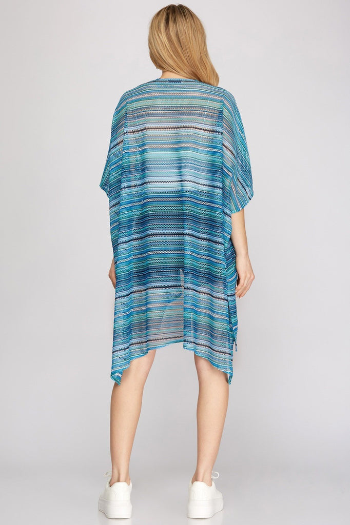 Crochet Knit Cover Up - Blue