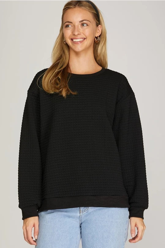 Textured Remix Sweater - Black