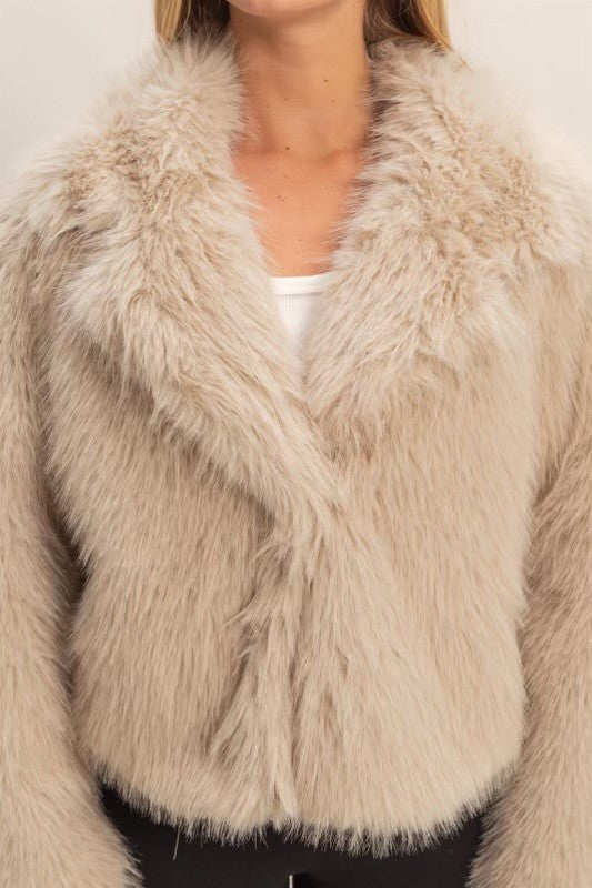 The Elevated Classic Faux Fur Jacket - Taupe