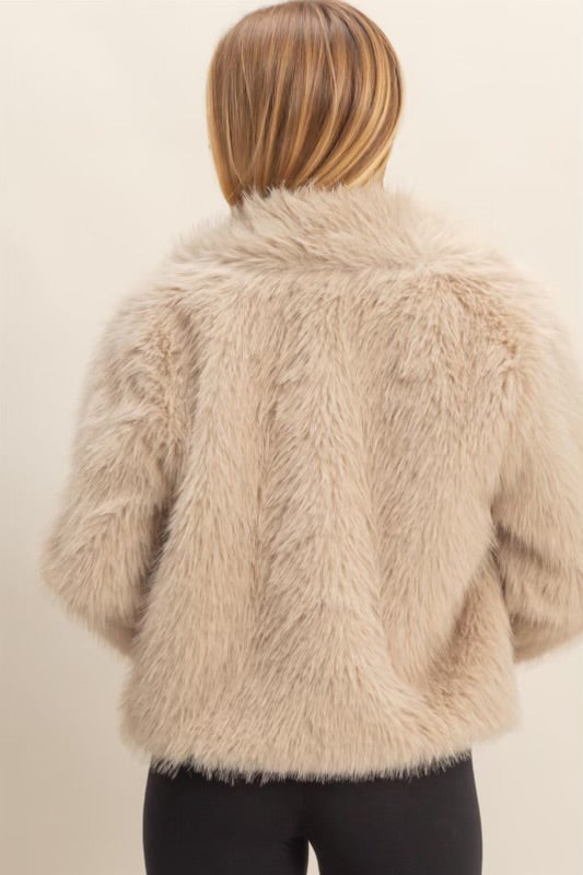 The Elevated Classic Faux Fur Jacket - Taupe
