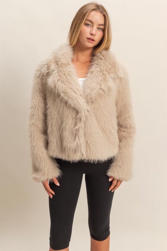 The Elevated Classic Faux Fur Jacket - Taupe