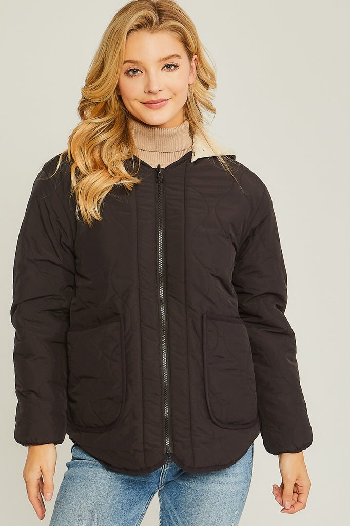 Reversible Quilted Jacket - Black