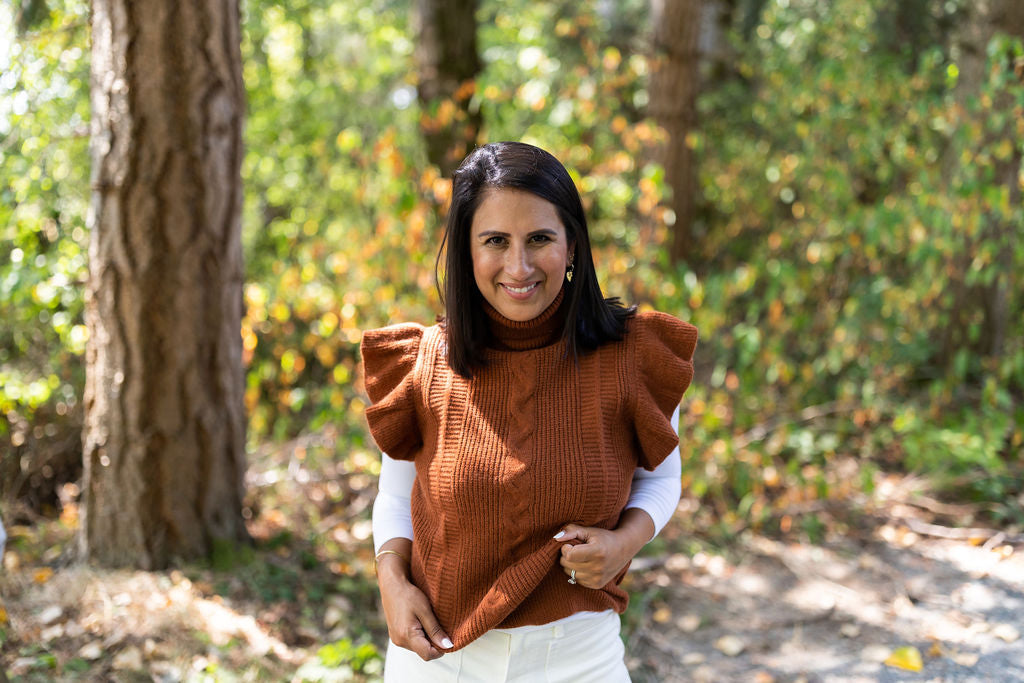 Ruffle Edge Sweater Top - Rust